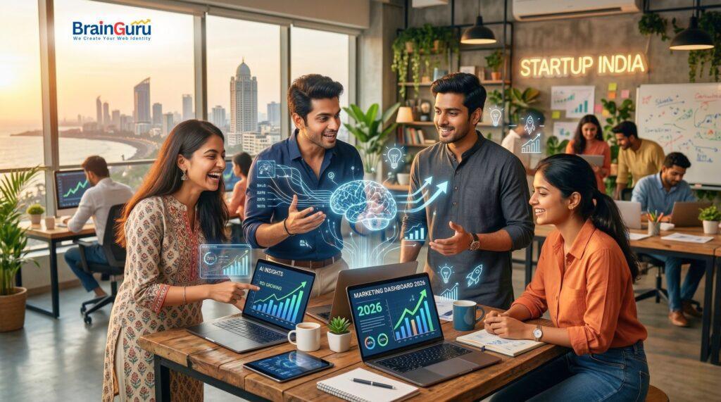 AI Marketing Strategy for Indian Startups (2026 Guide) Indian startups are burning money on marketing that doesn't work. Traditional agencies promise the moon, deliver generic reports, and charge ₹50,000–₹2,00,000/month for campaigns that barely move the needle.